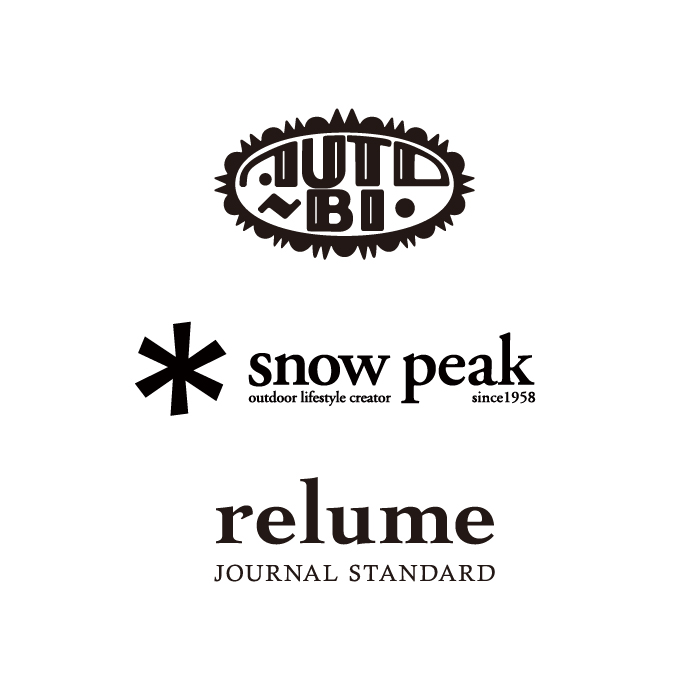 AUTO-BI、Snow Peak、JOURNAL STANDARD relumeロゴ